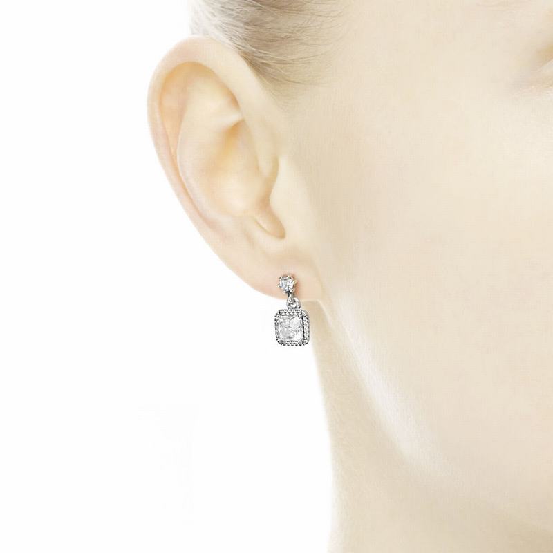 Pandora Timeless Elegance Drop Earrings Ireland - Sterling Silver/Cubic Zirconia - 064958THC